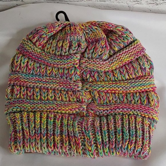 C.C BEANIE HAT VARIEGATED STRIPE MULTI ADULT - Picture 7 of 13